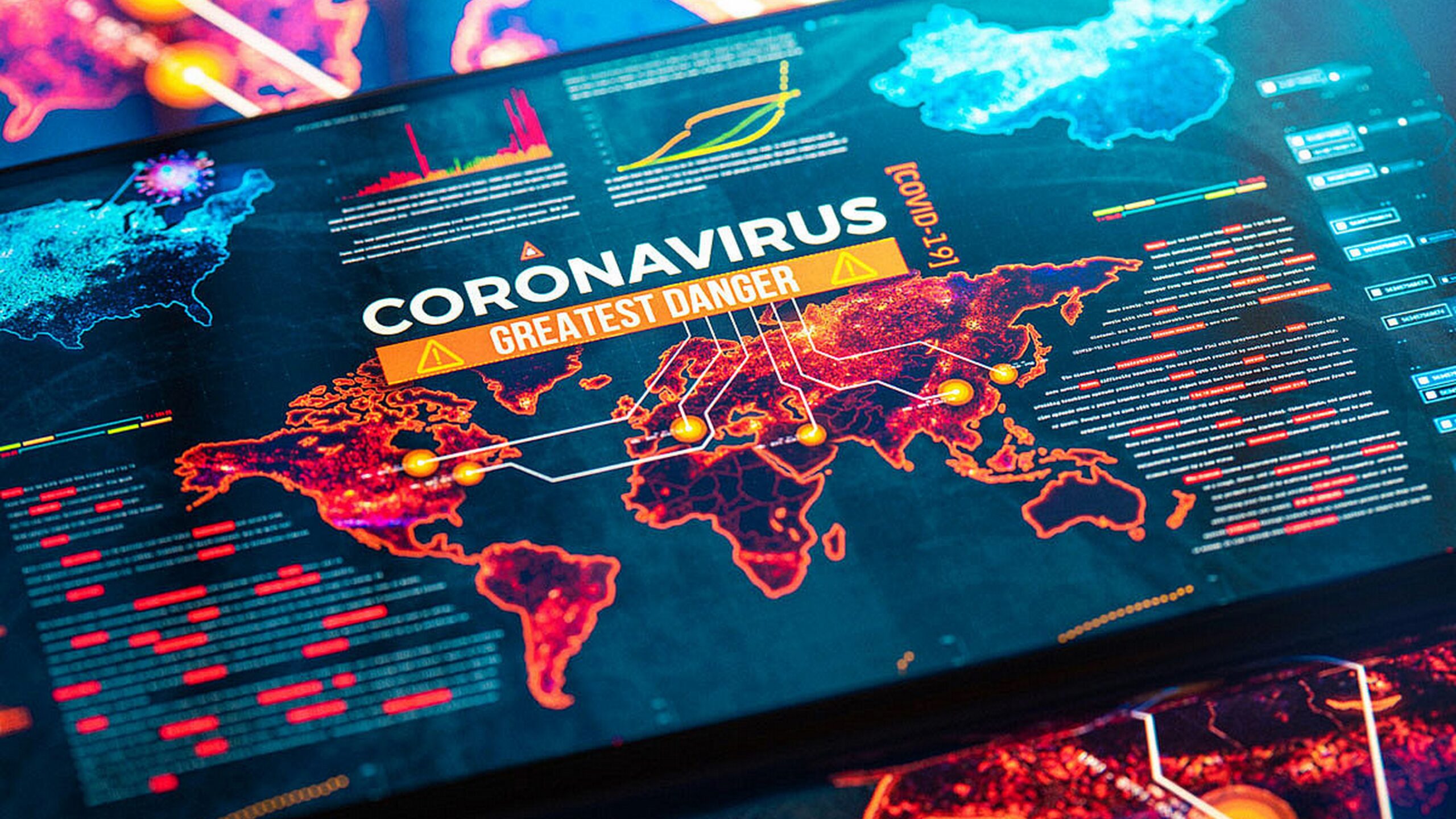 A picture of the coronavirus greatest danger information on the screen