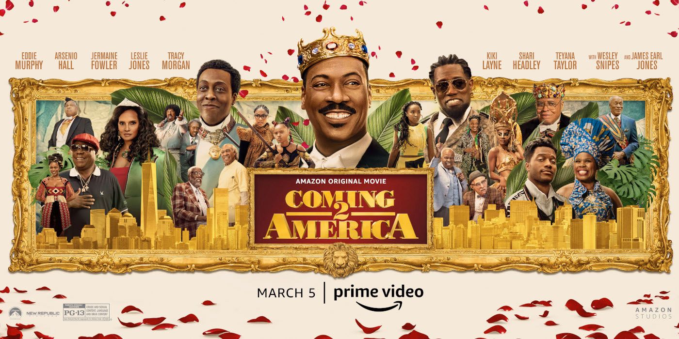 A poster on coming 2 America on march 5 , prime video