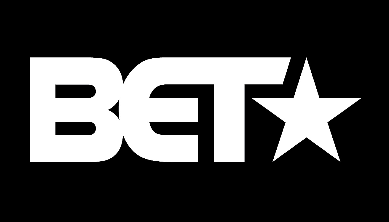 BET logo in white color on black background